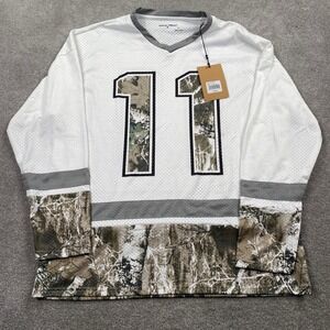Broken Threads Hockey Jersey Mens L Off White Camo Number 11 Mesh BT-2505024